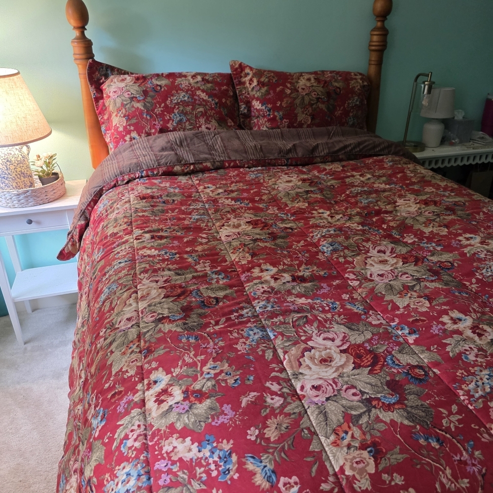 Ralph Lauren Chaps Summerton Red Floral FULL Size Comforter Set - Picture 2 of 10